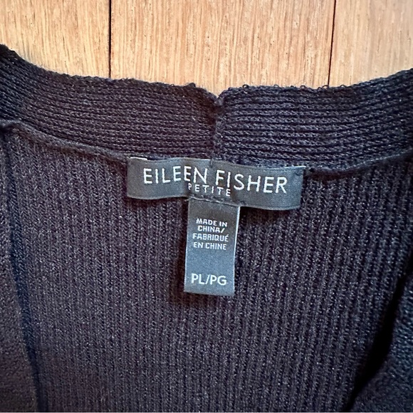 Eileen Fisher - Linen Ribbed Long Cardigan, Black - Picture 7 of 11